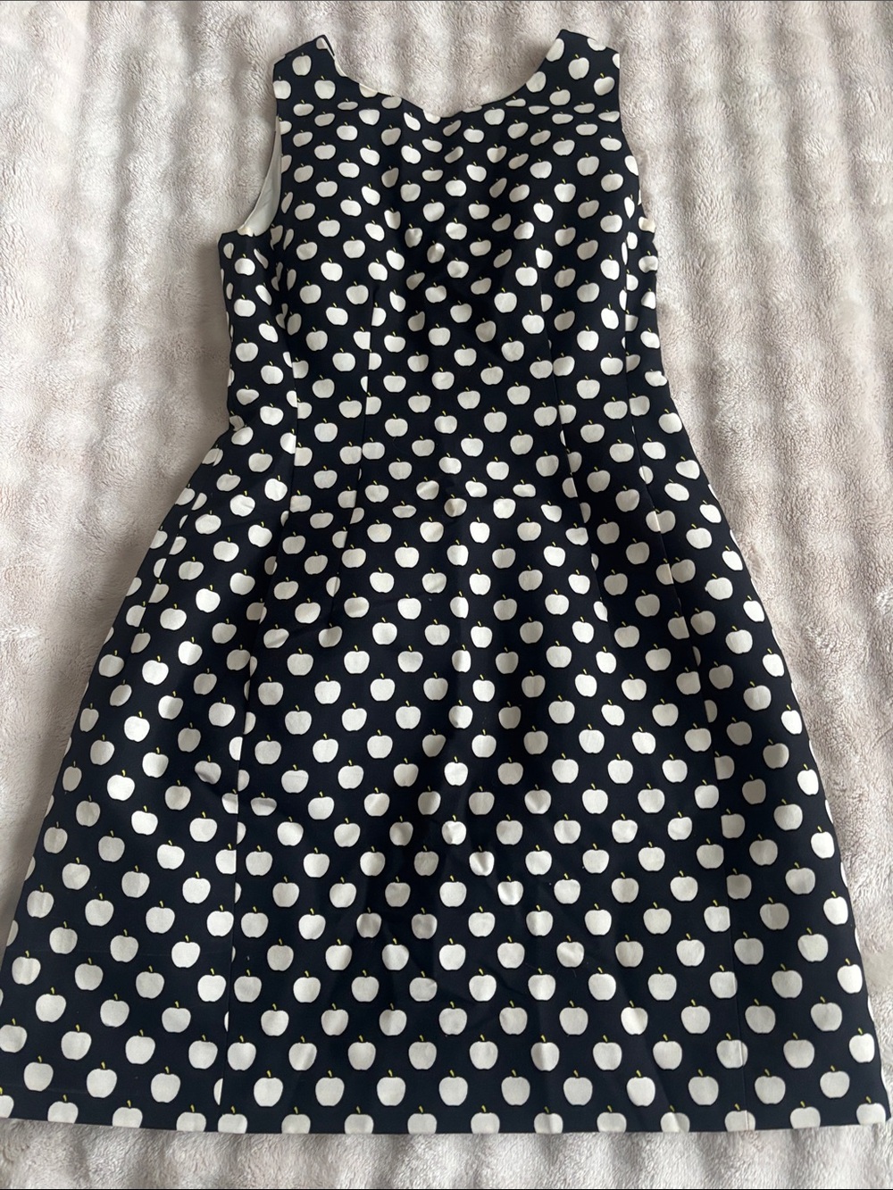 Kate Spade Black and White Apple Print Sleeveless Dress
